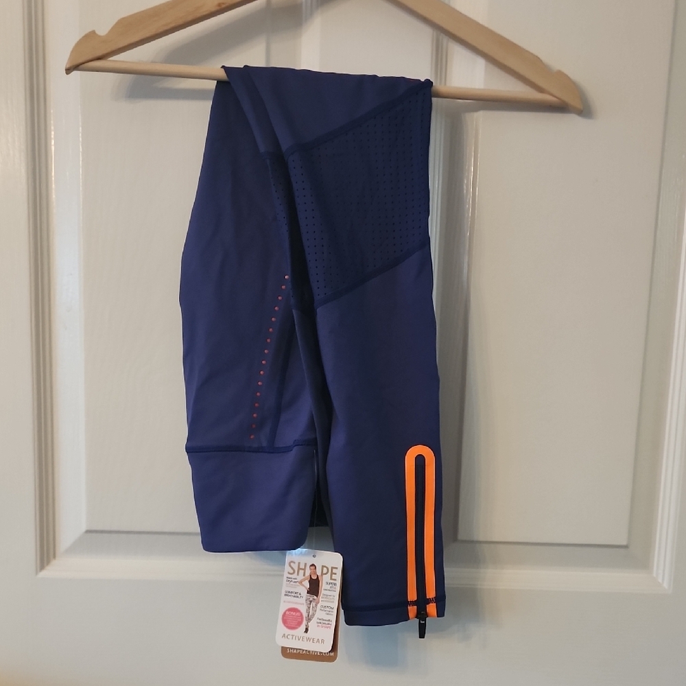 SHAPE Navy and Orange Leggings